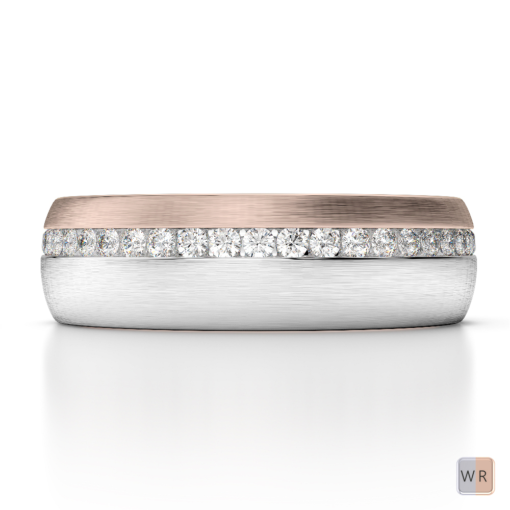 Two Tone Channel Set Mens Diamond Wedding Ring in Gold 0113