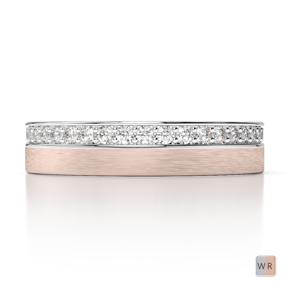 5MM Channel Set Mens Diamond Wedding Ring in White and Rose Gold 0114