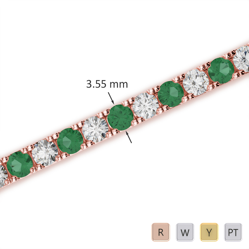 Claw Set Emerald and Diamond Bracelet 0726