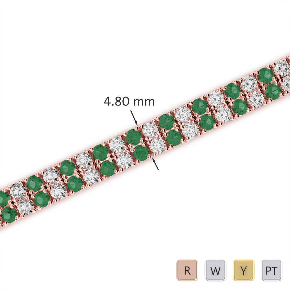 Prong Set Emerald & Diamond Bracelet 0739