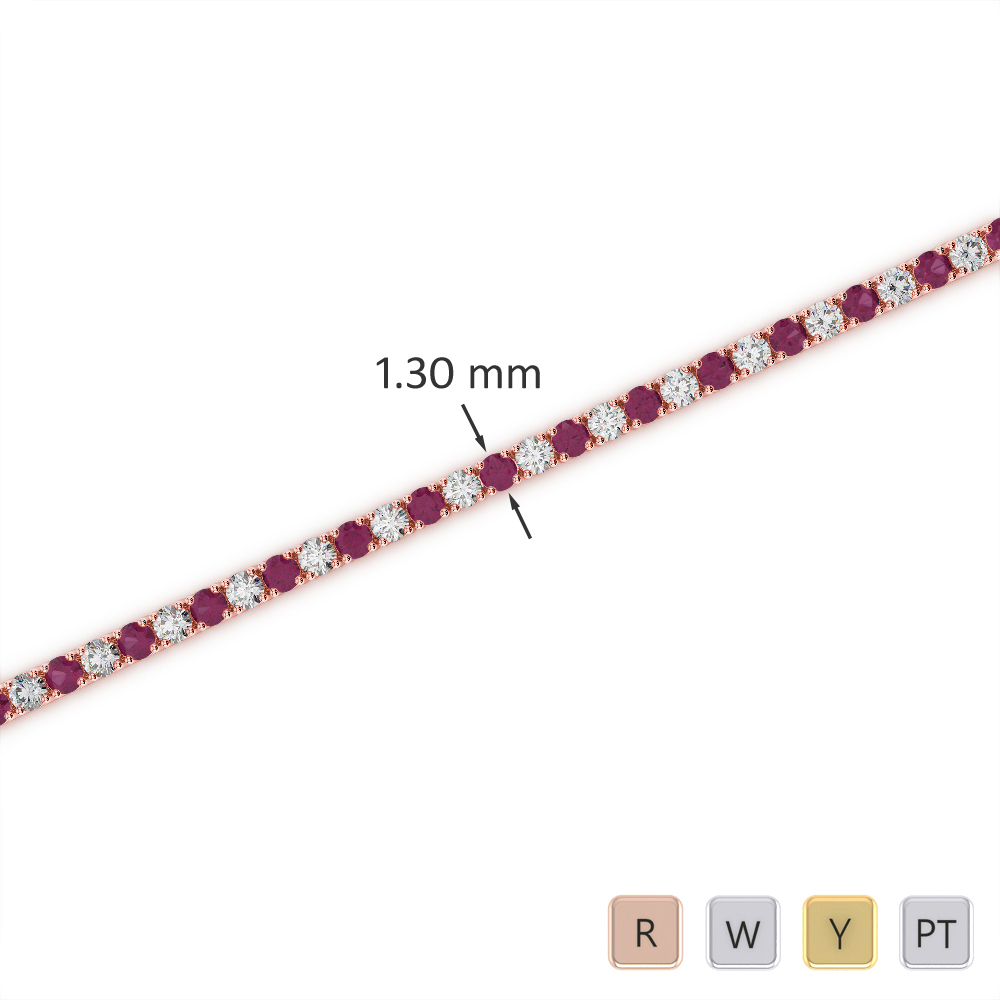 Round Cut Ruby and Diamond Bracelet 0707