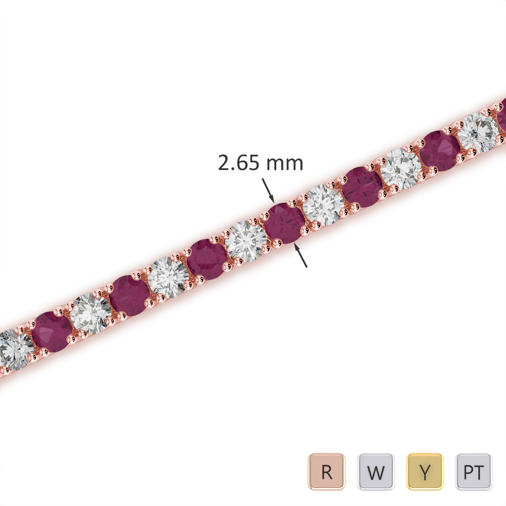 Round Cut Ruby and Diamond Bracelet 0713