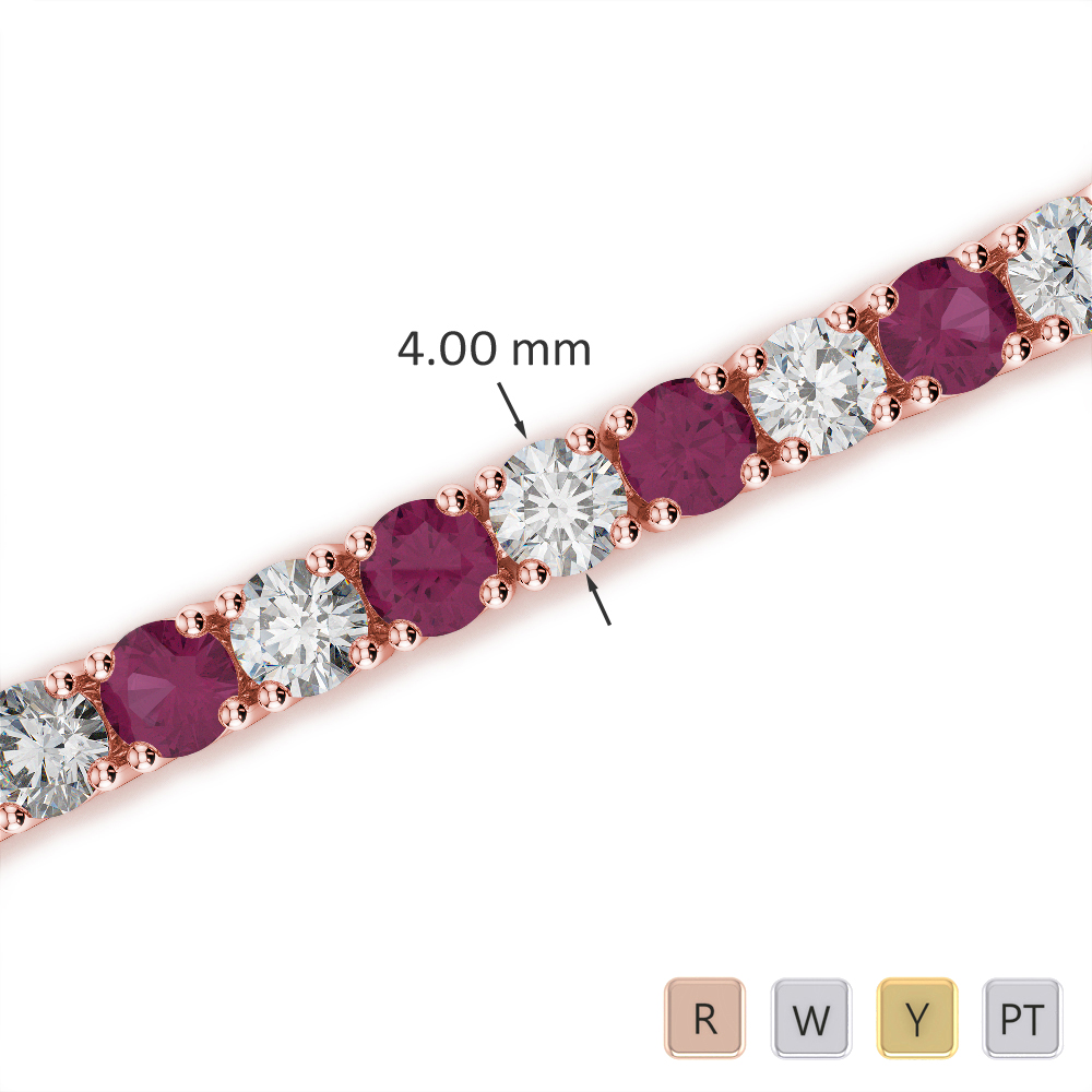 Round Cut Ruby and Diamond Bracelet 0717