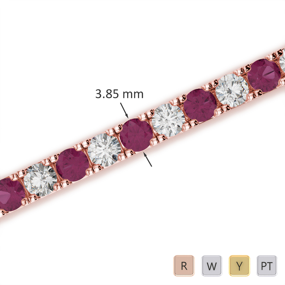 Prong Set Ruby and Diamond Bracelet 0727