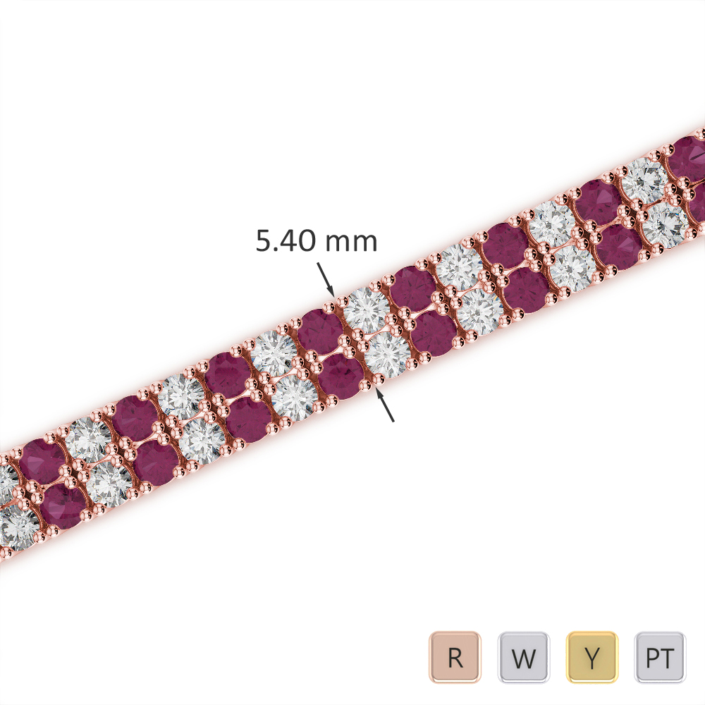 Round Cut Ruby & Diamond Bracelet 0741