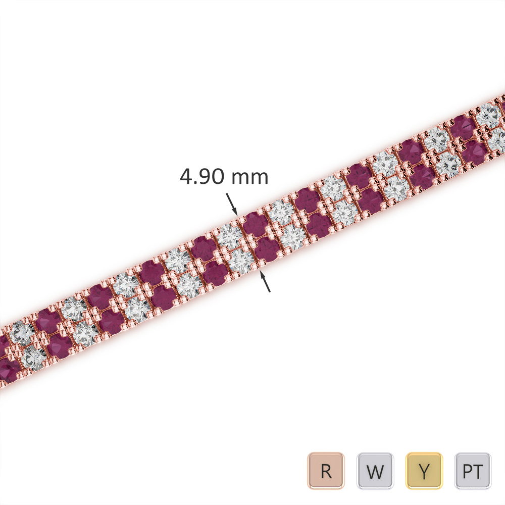 Round Cut Ruby & Diamond Bracelet 0750