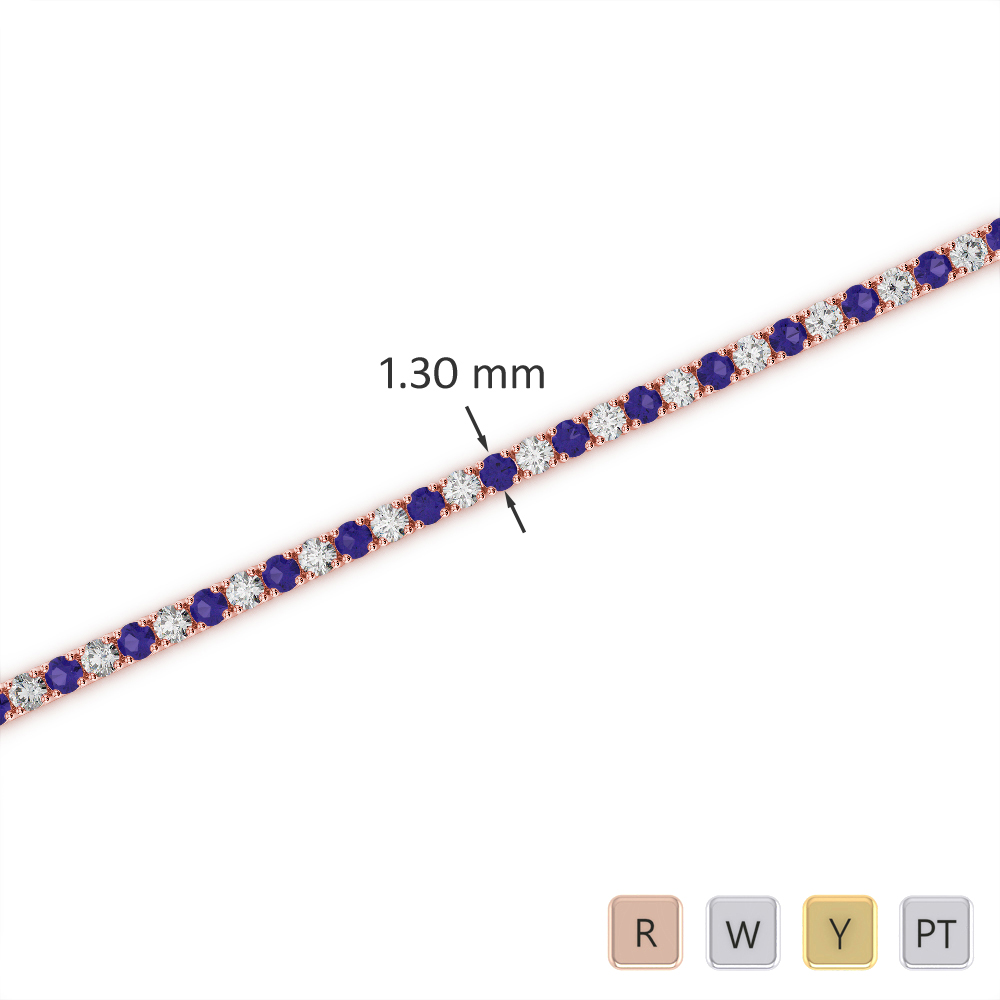 Round Cut Tanzanite and Diamond Bracelet 0707