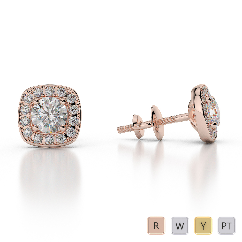 Prong Set Diamond Halo Earrings 0485