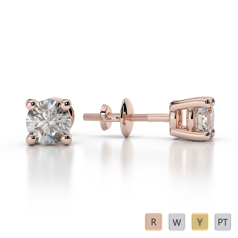 0.50 Carat Round Cut Diamond Stud Earrings 0497