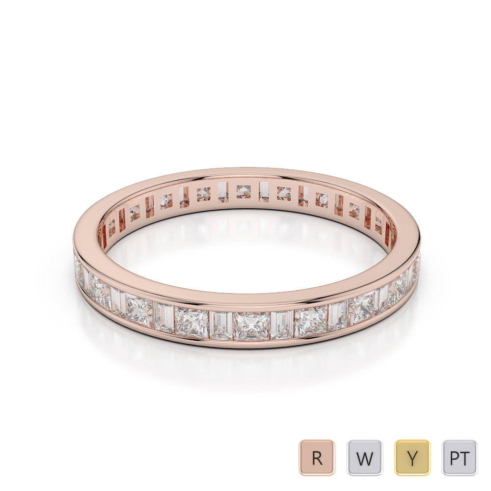 3 MM Princess and Baguette Cut Diamond Full Eternity Ring 0418