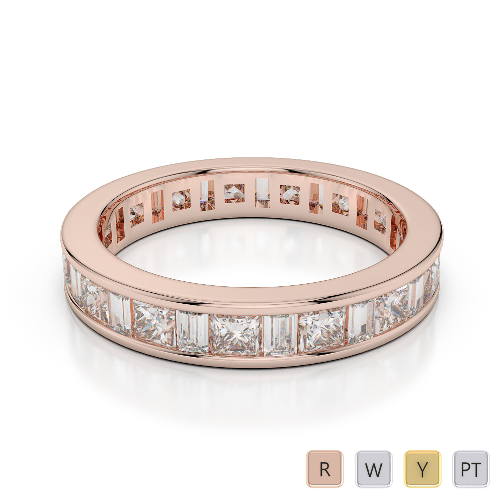 4 MM Baguette and Princess Cut Diamond Full Eternity Ring 0419