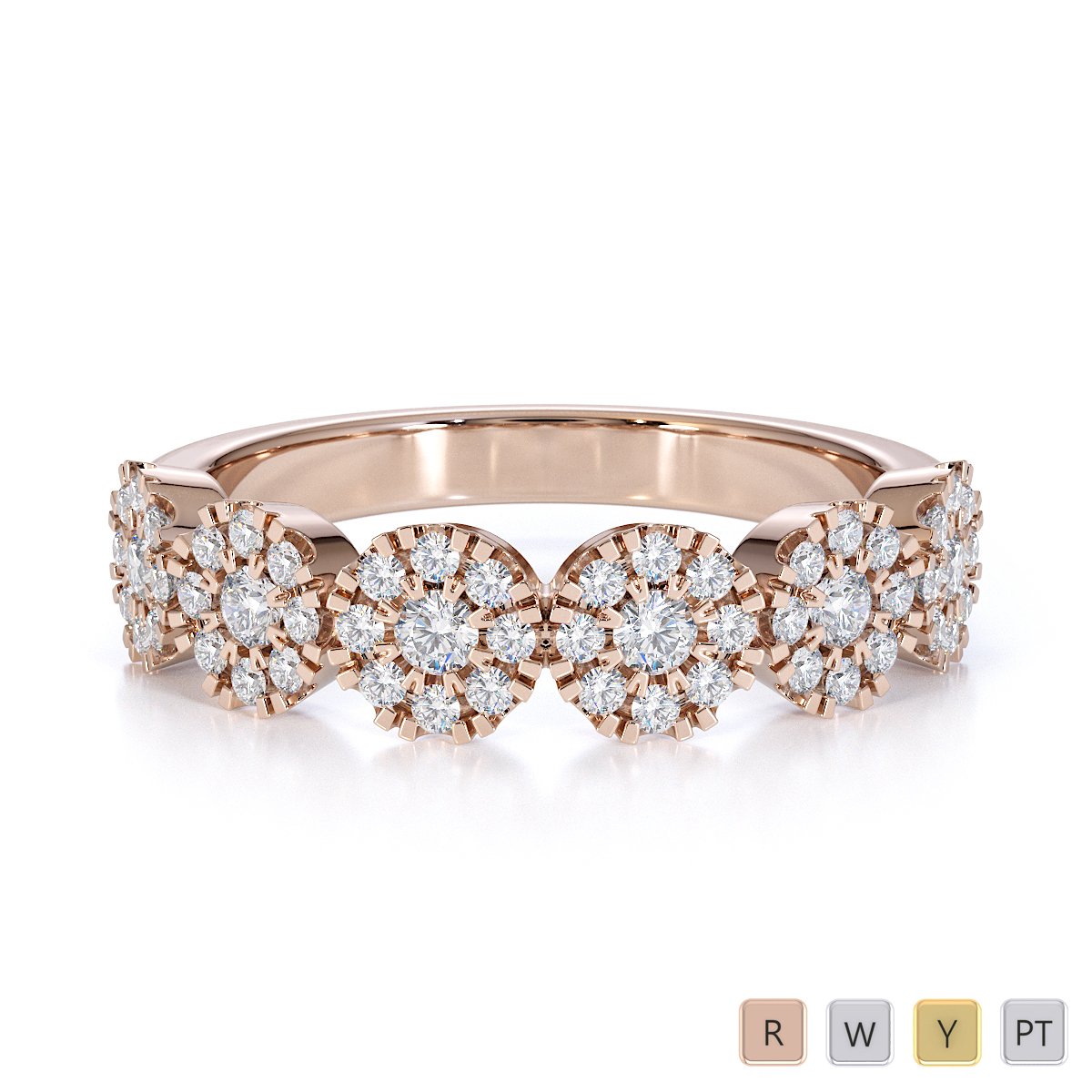 Round Cut Diamond Half Eternity Ring 0455