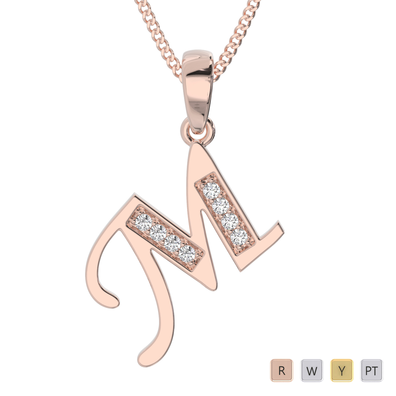 Diamond Initial Necklaces 0594