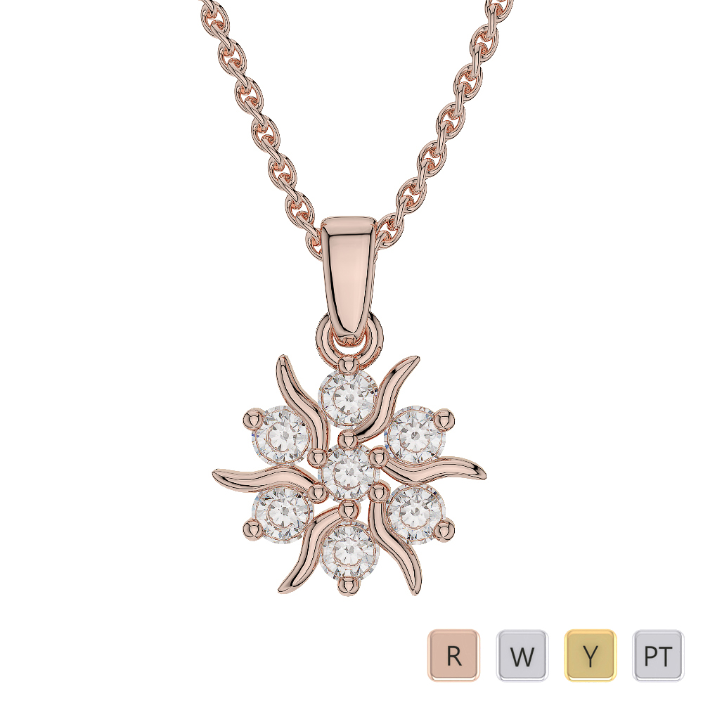 7 Stone Prong Set Diamond Cluster Necklaces 0551