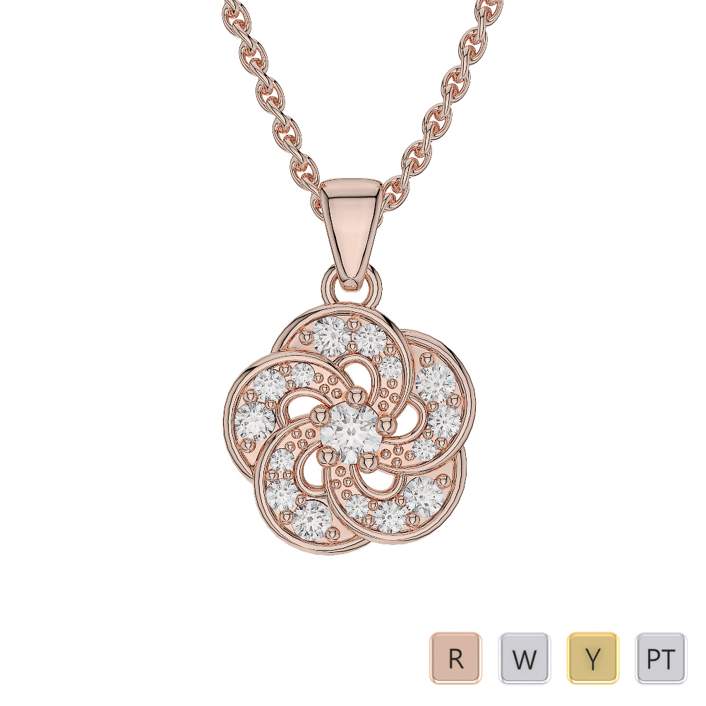 Flower Shape Diamond Cluster Necklaces 0557