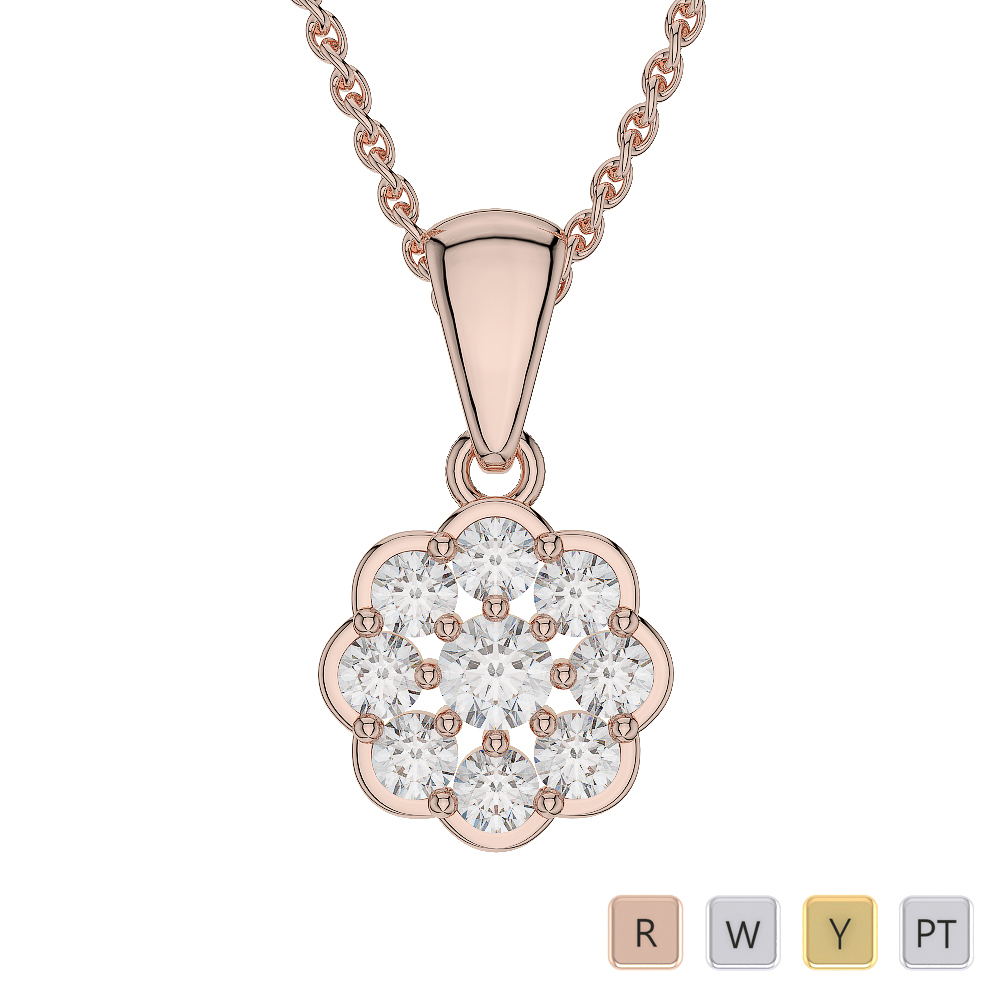 9 Stones Flower Shape Diamond Cluster Necklaces 0558 9 Stones Flower Shape Diamond Cluster Necklaces 0558