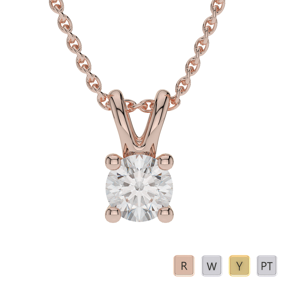 0.25 Carat Round Shape Diamond Solitaire Necklaces 0690