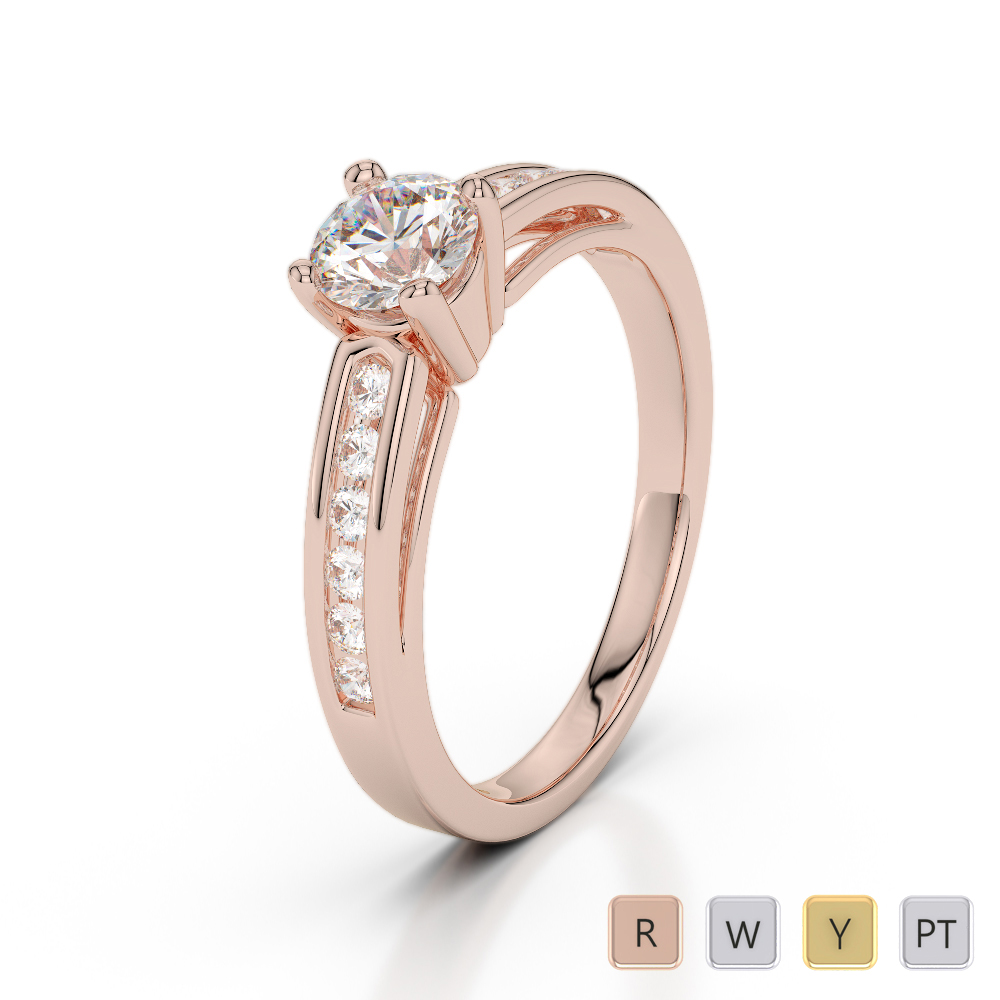 Prong and Channel Set Diamond Engagement Ring 0248