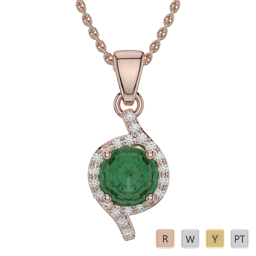 Prong Set Emerald Necklaces With Diamond 0574
