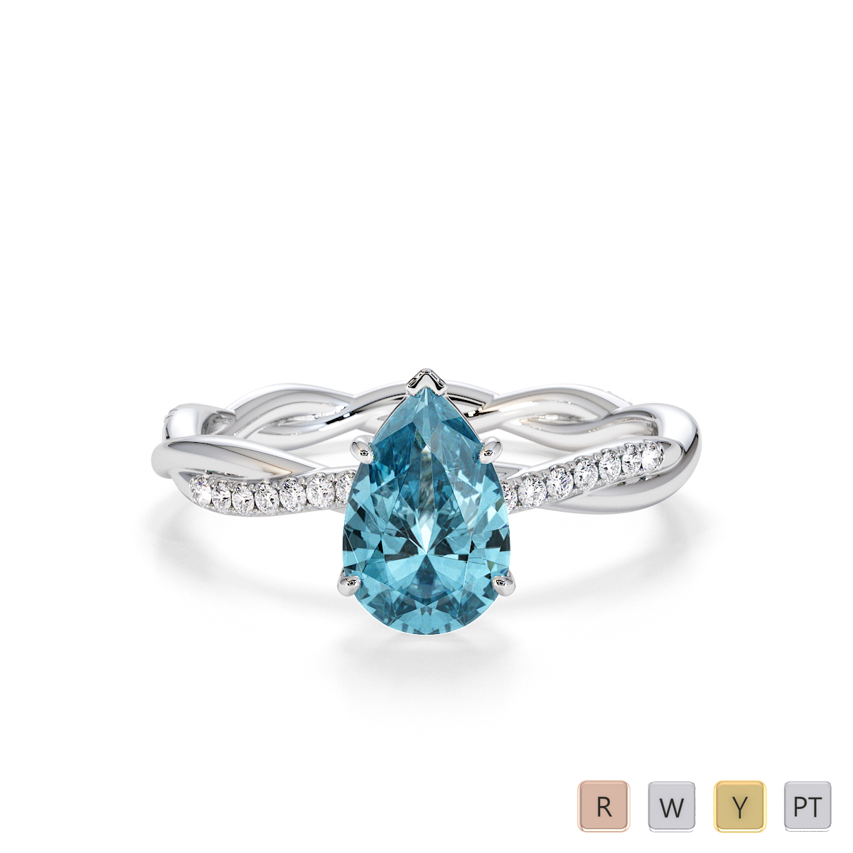 8x5mm Pear Shape Aquamarine and Diamond Engagement Ring 0766