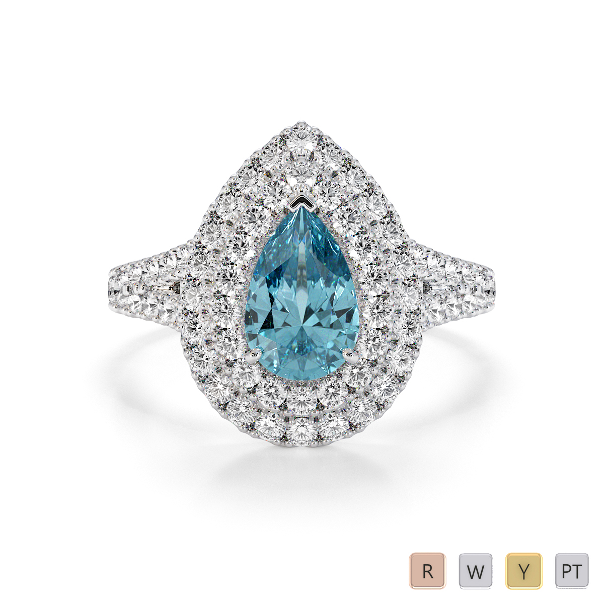 Pear Shape Aquamarine and Diamond Engagement Ring 0796
