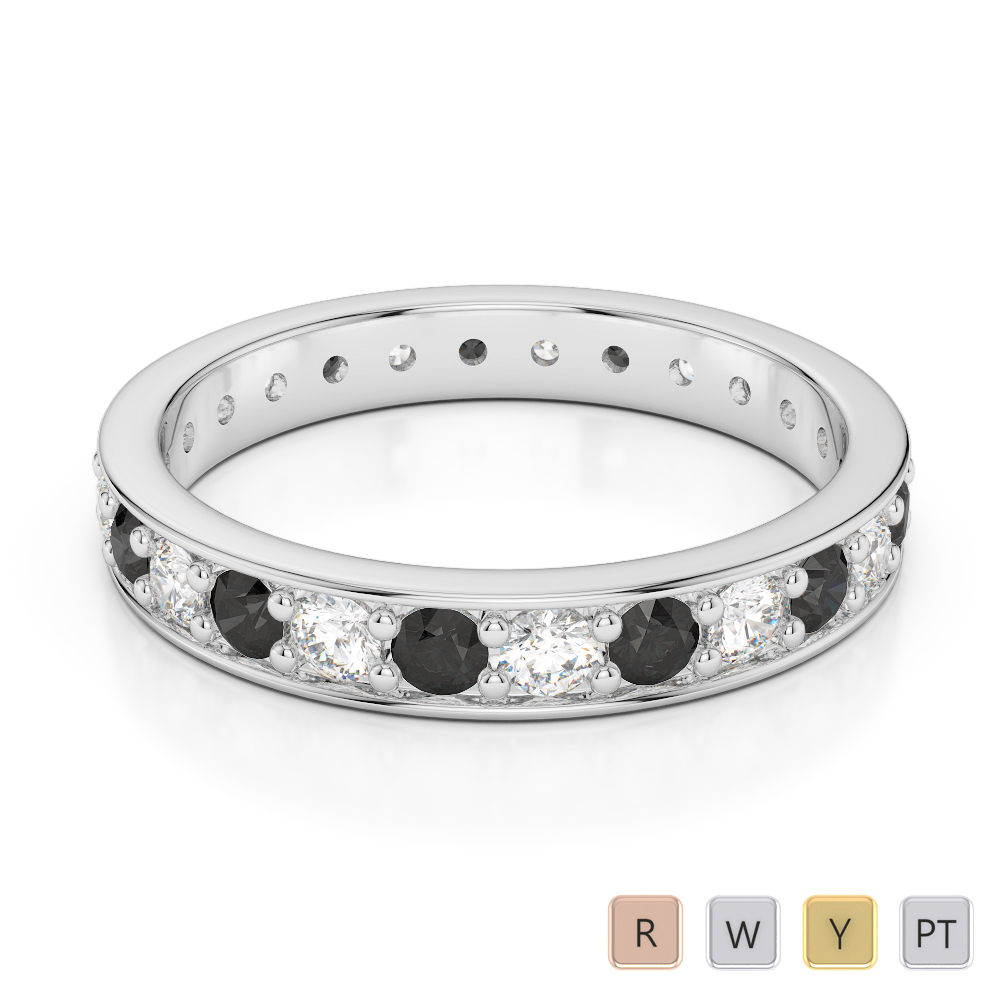 3MM Prong Set Black Diamond Full Eternity Ring 0358