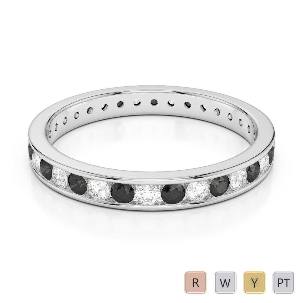 3MM Round Cut Black Diamond Full Eternity Ring 0365