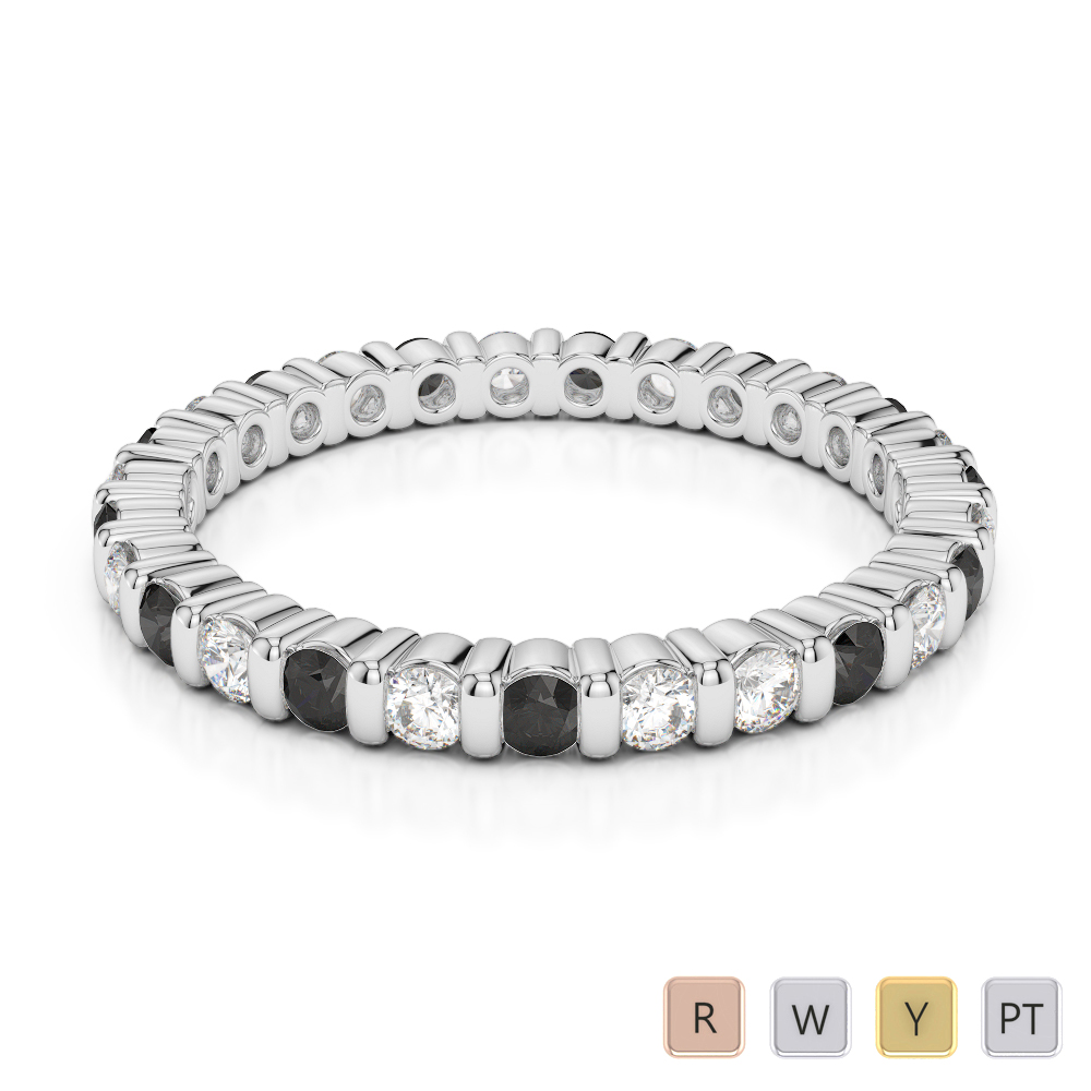2MM Bar Set Black Diamond Full Eternity Ring 0370