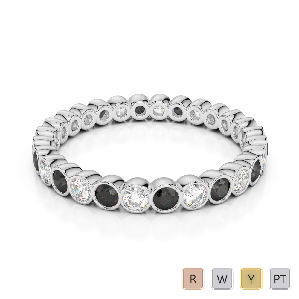 2.5MM Bezel Black Diamond Full Eternity Ring 0377