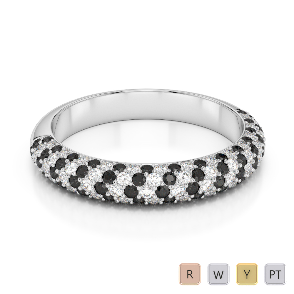 4 MM Prong Set Black Diamond Half Eternity Ring 0396