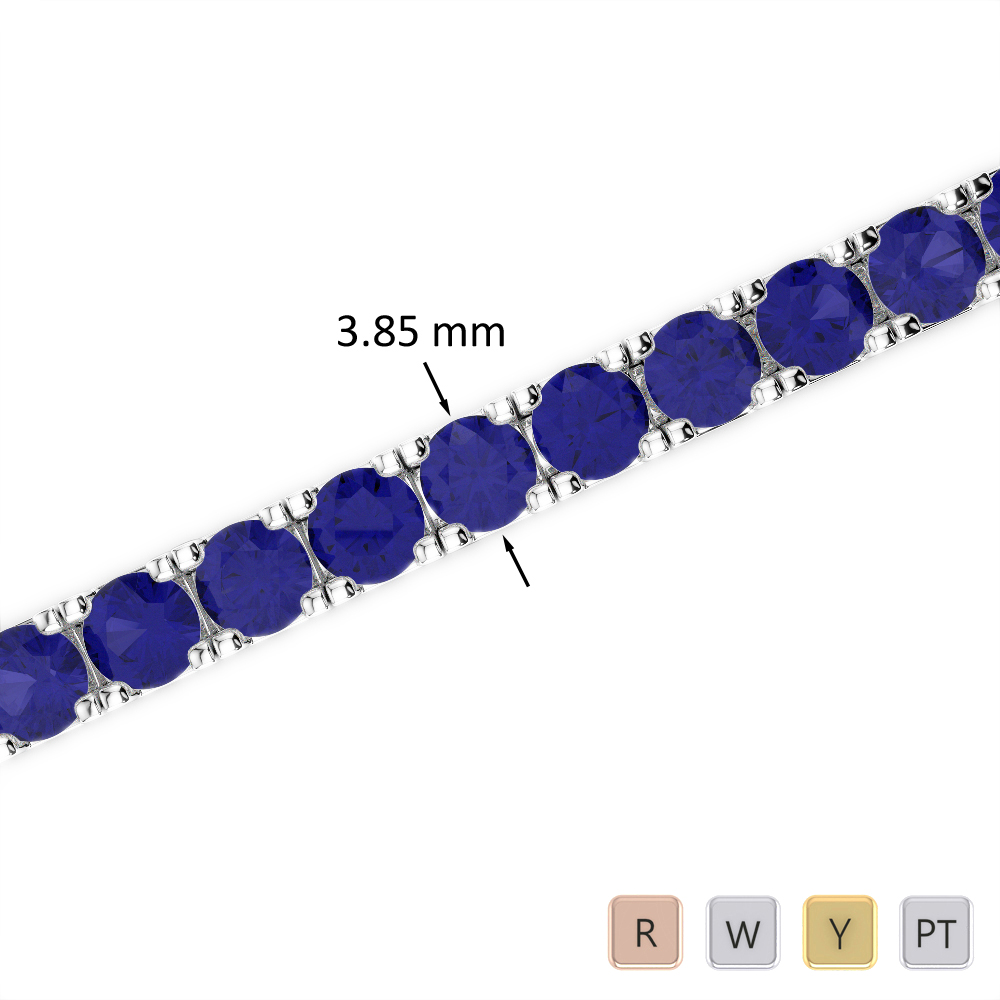 Round Cut Blue Sapphire Bracelet 0727