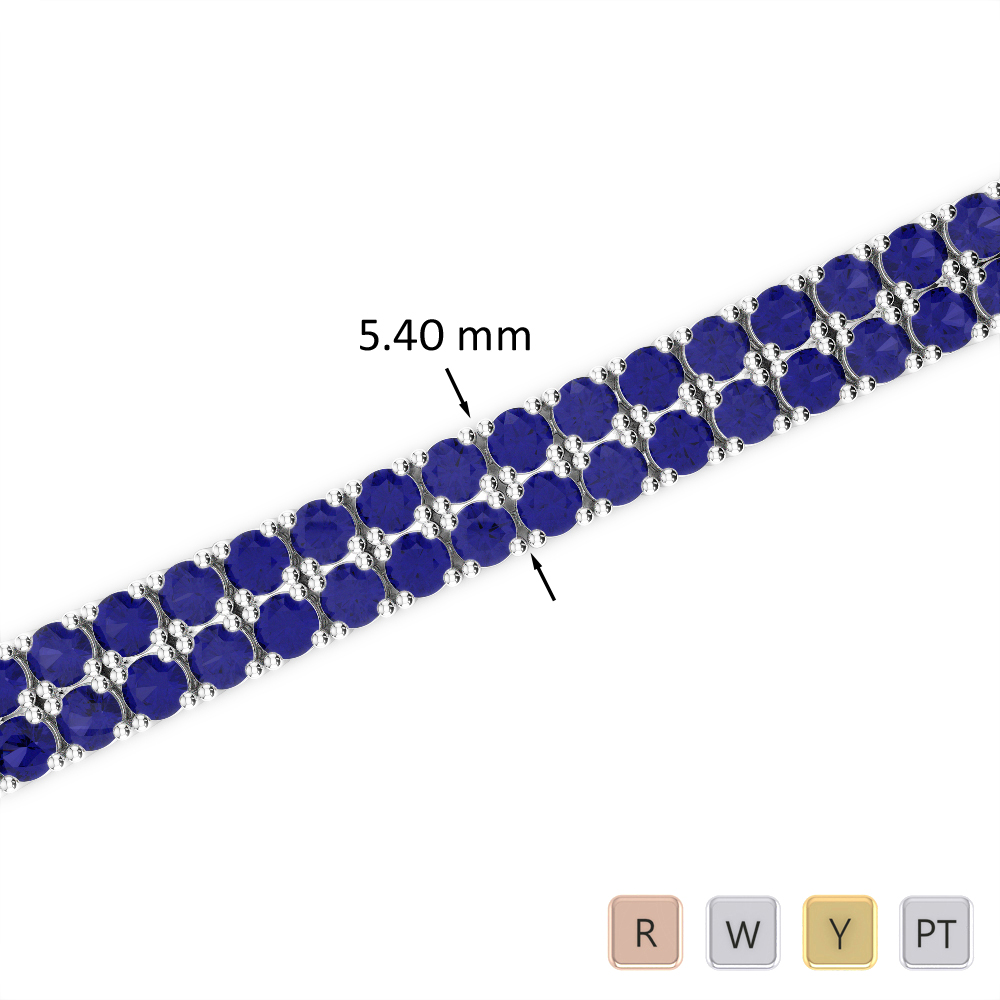 Round Cut Blue Sapphire Bracelet 0741