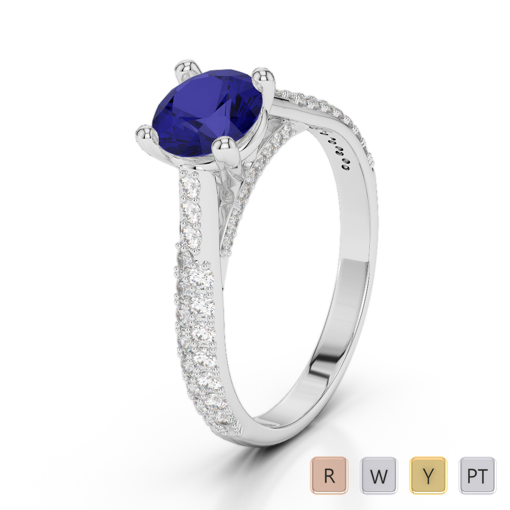 Hidden Diamond Engagement Ring With Blue Sapphire 0264