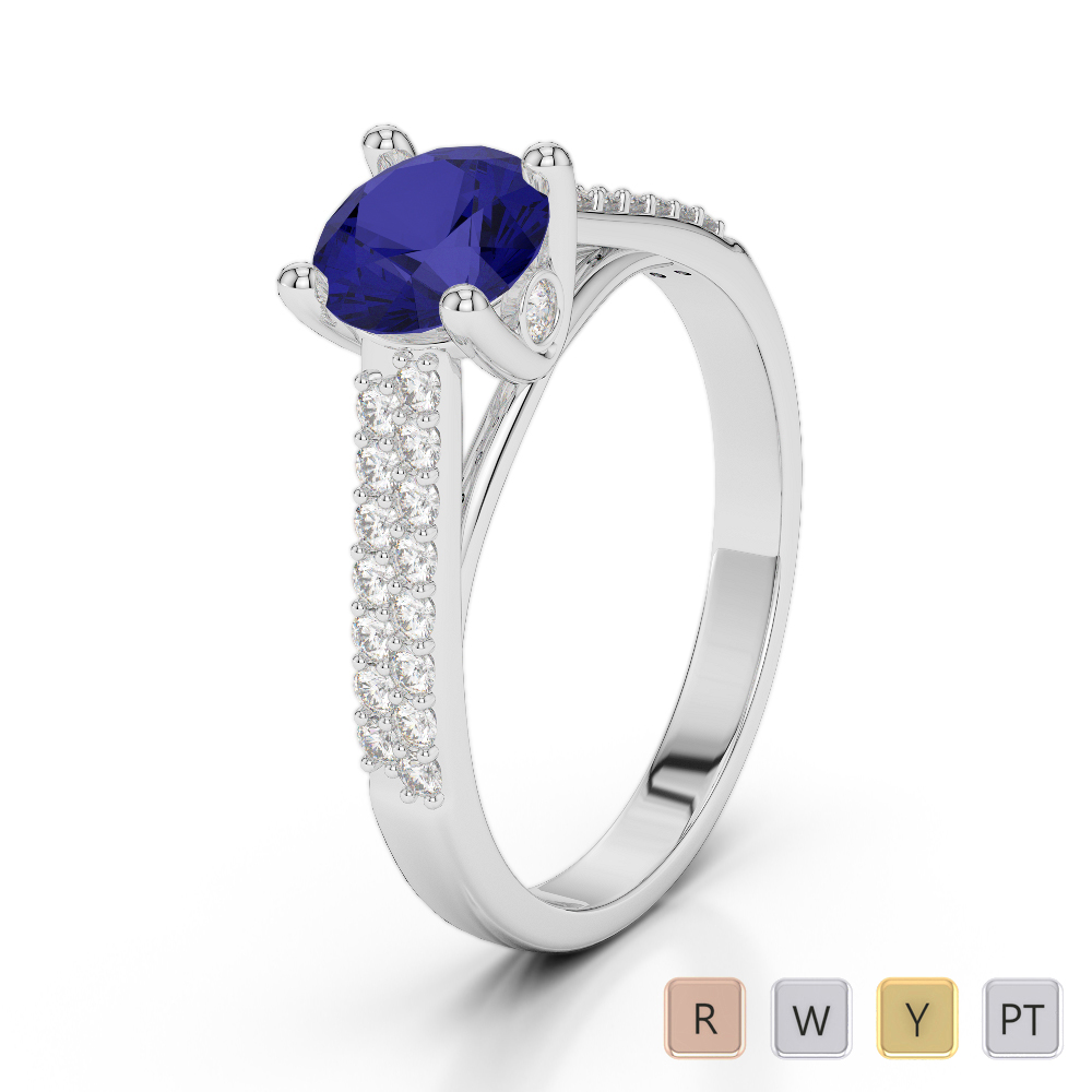 Hidden Diamond Engagement Ring With Blue Sapphire 0280