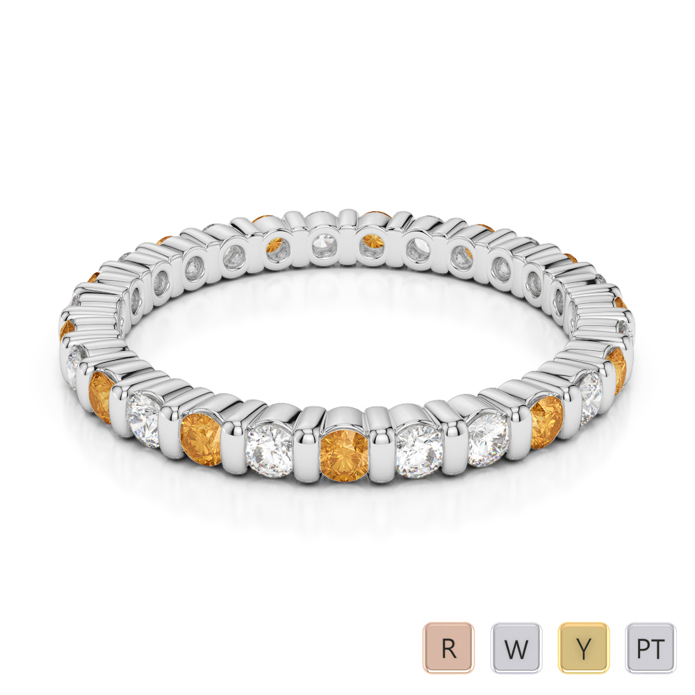 2MM Bar Set Citrine Full Eternity Ring With Diamond 0370
