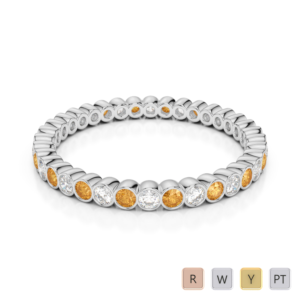 2MM Rubover Diamond Full Eternity Ring With Citrine 0376