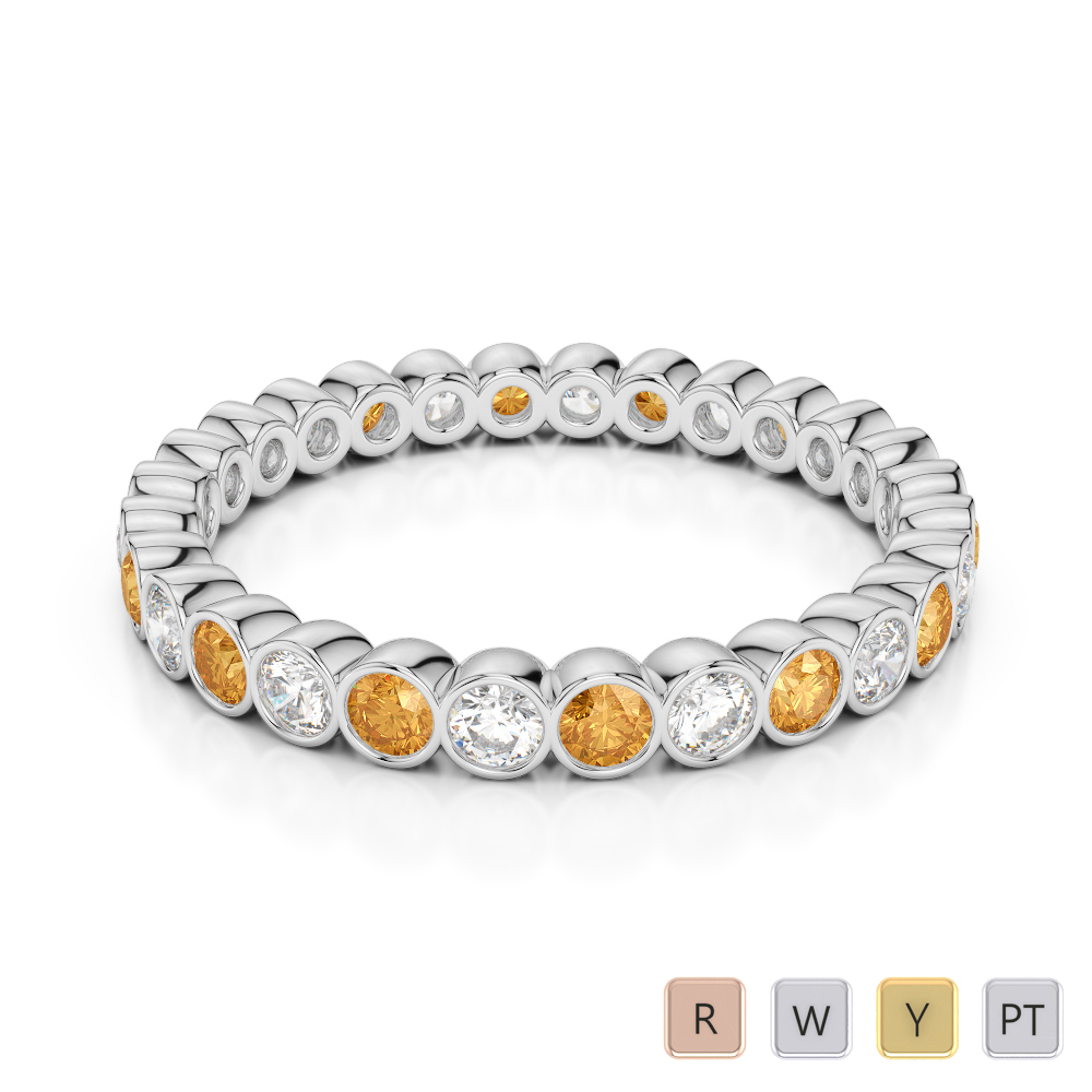 2.5MM Bezel Citrine and Diamond Full Eternity Ring 0377