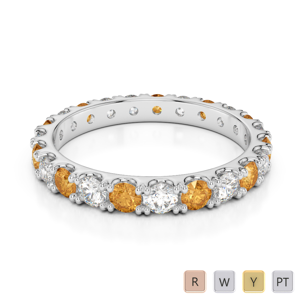 2.5 MM Claw Set Citrine & Diamond Full Eternity Ring 0399