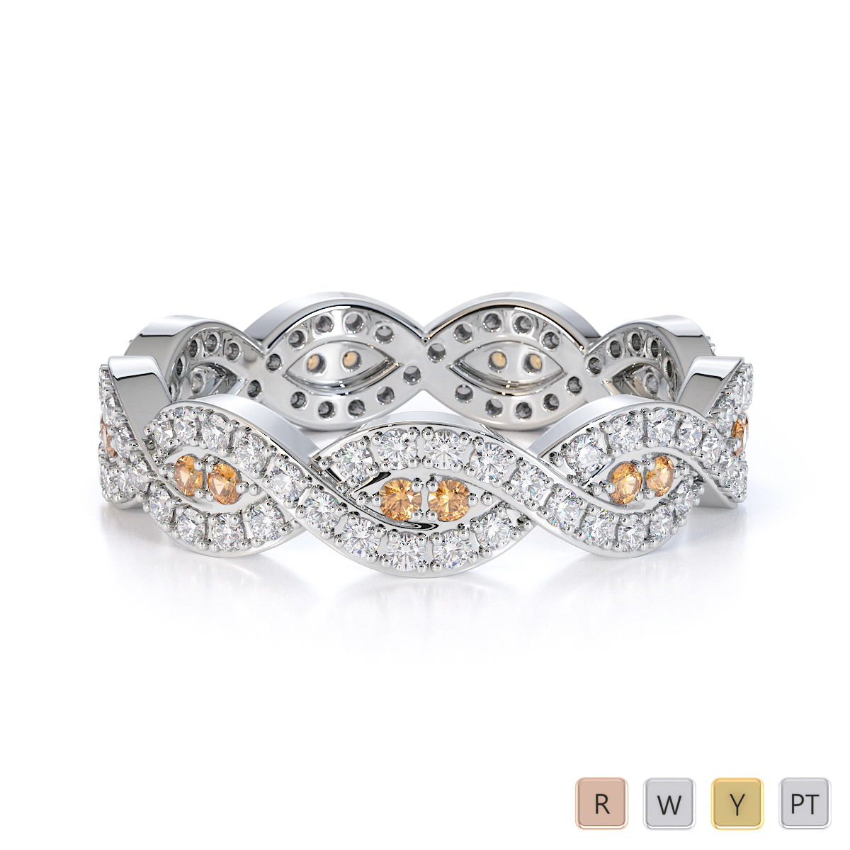Prong Set Citrine and Diamond Full Eternity Ring 0422