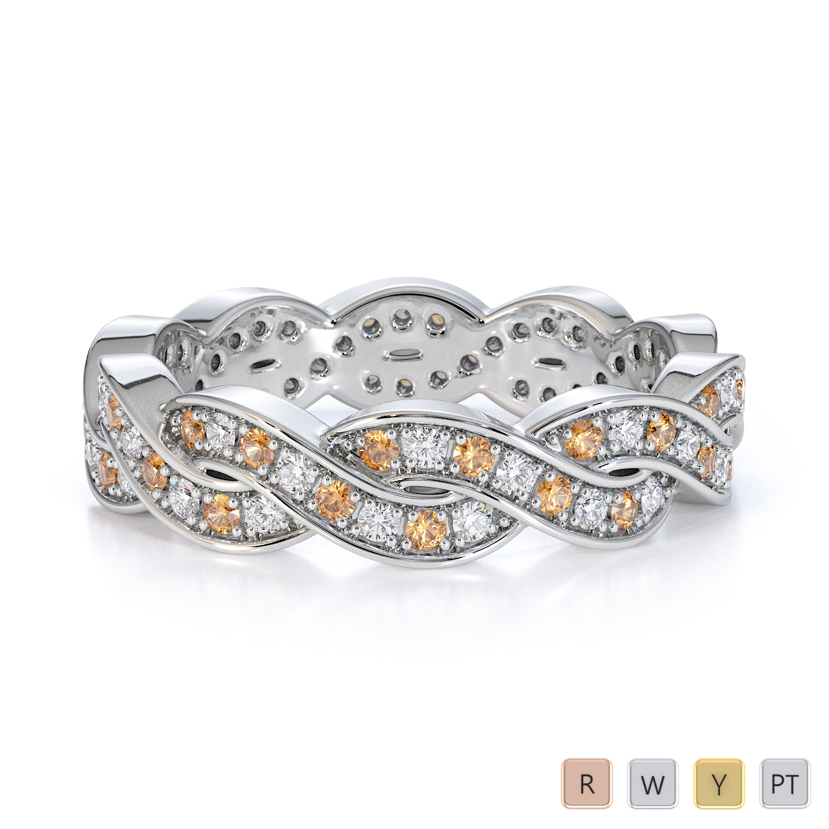 Prong Set Citrine and Diamond Full Eternity Ring 0444