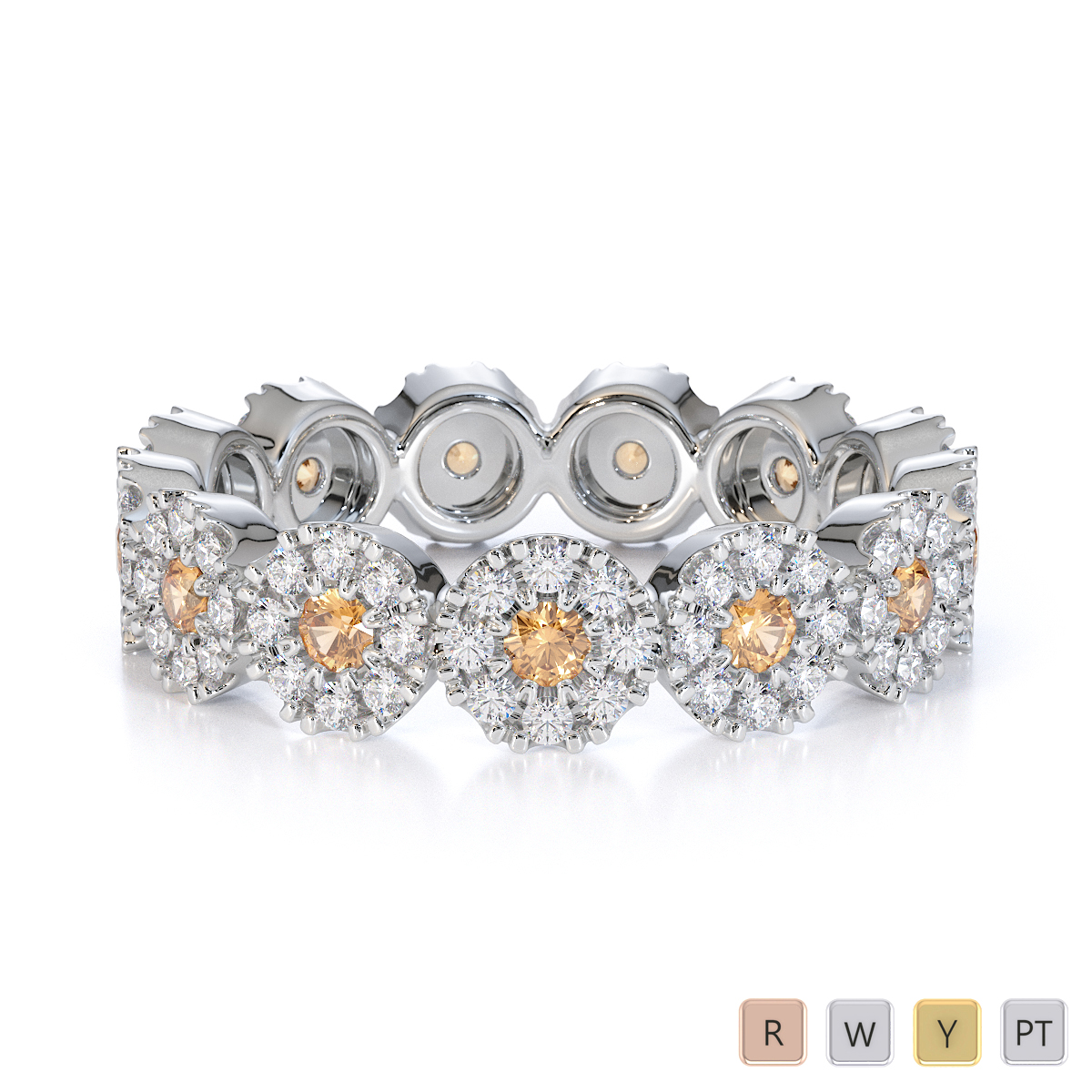 Prong Set Citrine and Diamond Full Eternity Ring 0454