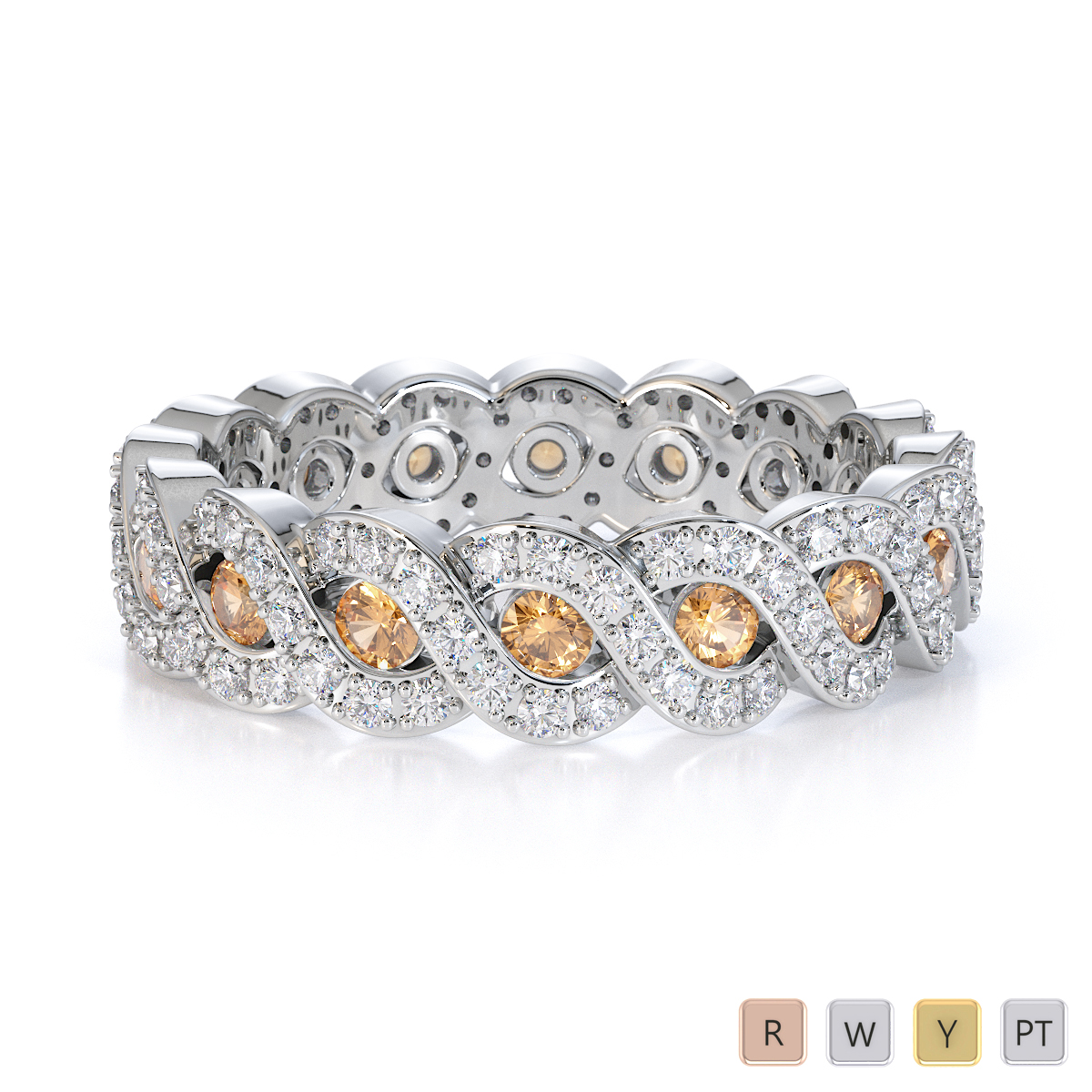 Channel Set Citrine & Prong Set Diamond Full Eternity Ring 0456