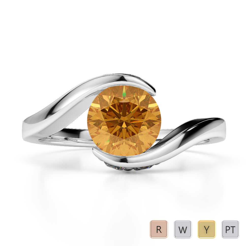 Bezel Set Citrine Engagement Ring With Diamond 0207