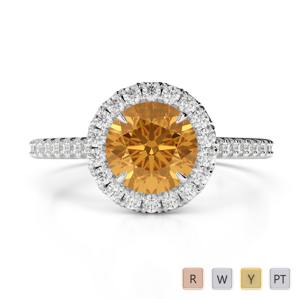 Prong Set Citrine Engagement Ring With Diamond 0213