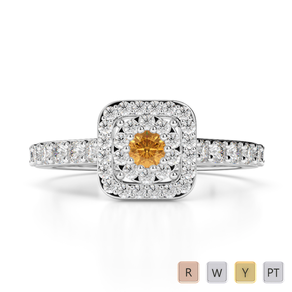 Prong Set Citrine Engagement Ring With Diamond 0251