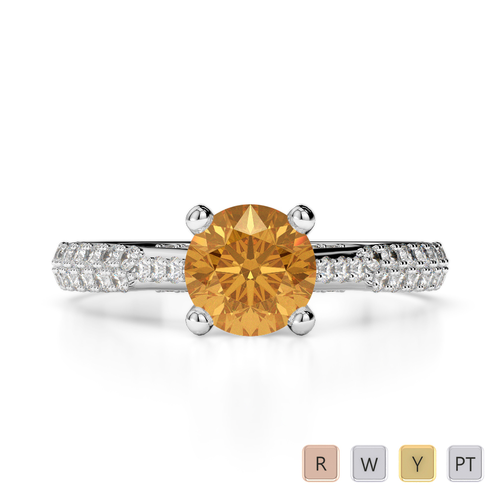 Hidden Diamond Engagement Ring With Citrine 0264