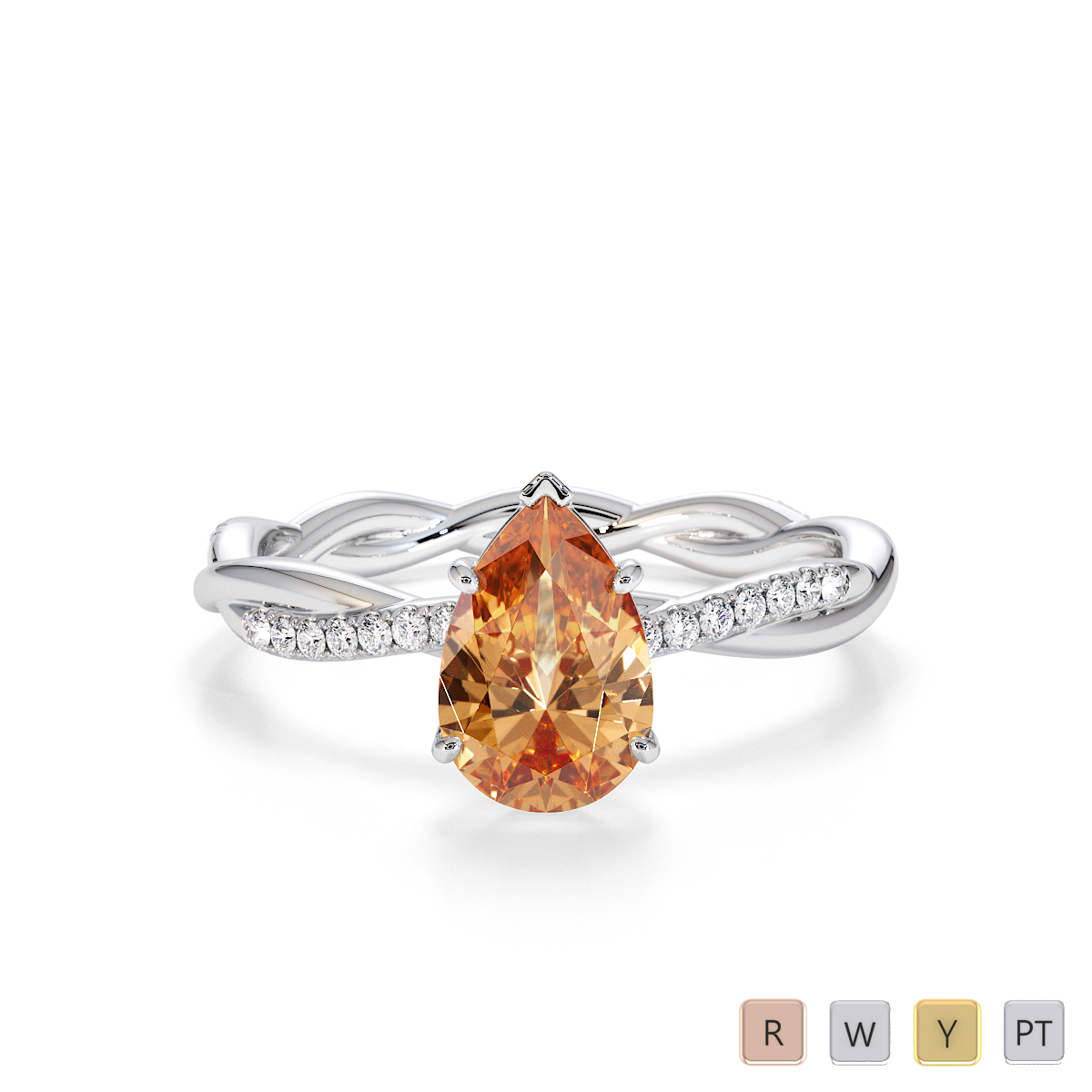 8x5mm Pear Shape Citrine and Diamond Engagement Ring 0766