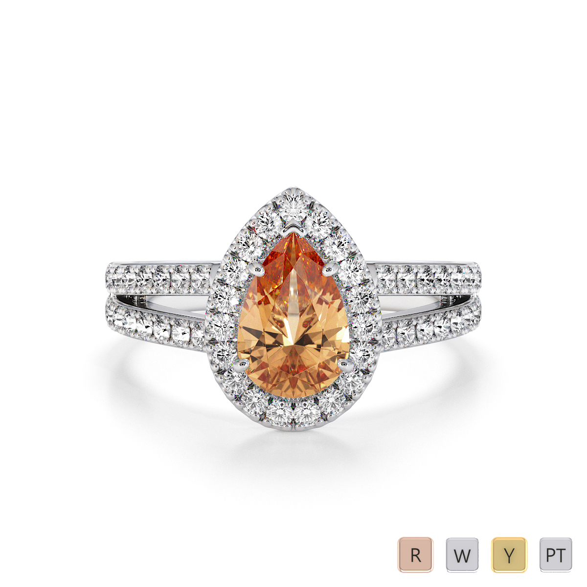 Pear Shape Citrine and Diamond Engagement Ring 0794