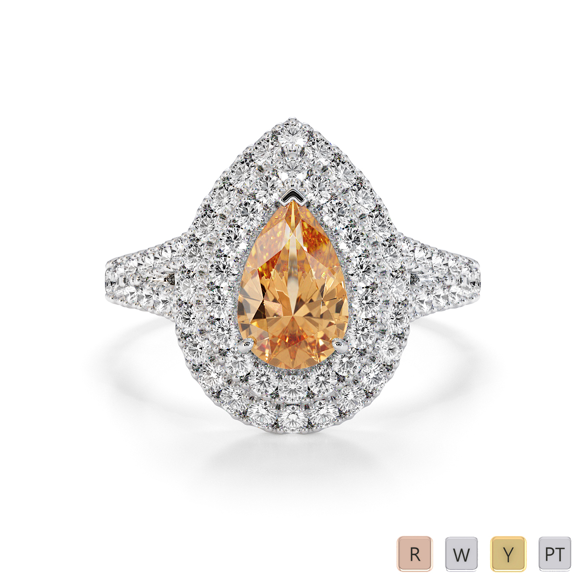 Pear Shape Citrine and Diamond Engagement Ring 0796