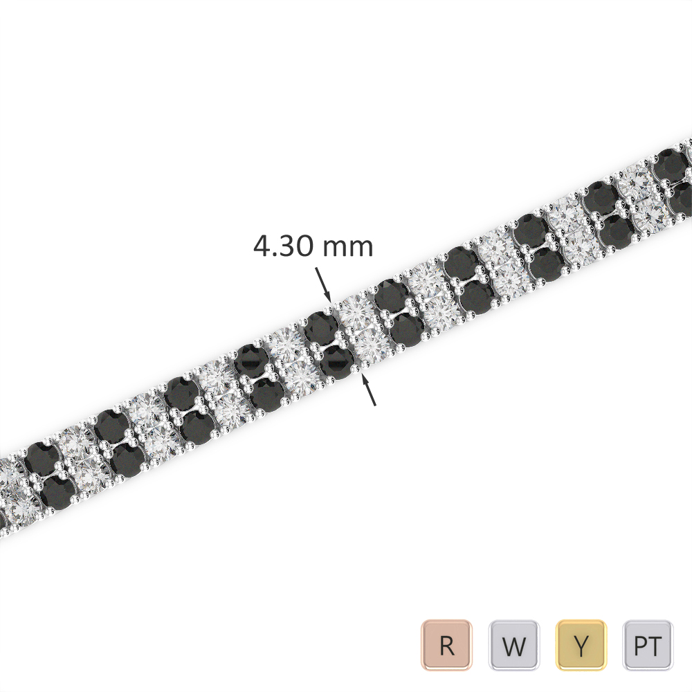 Double Row Round Cut Black Diamond Bracelet 0738